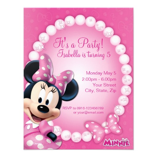 Minnie Pink and White Birthday Invitation