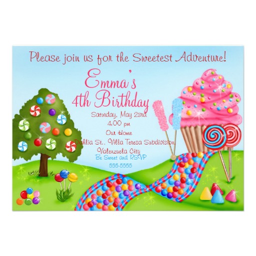 Oh Sweet Candy Land Birthday Cupcake Invitations